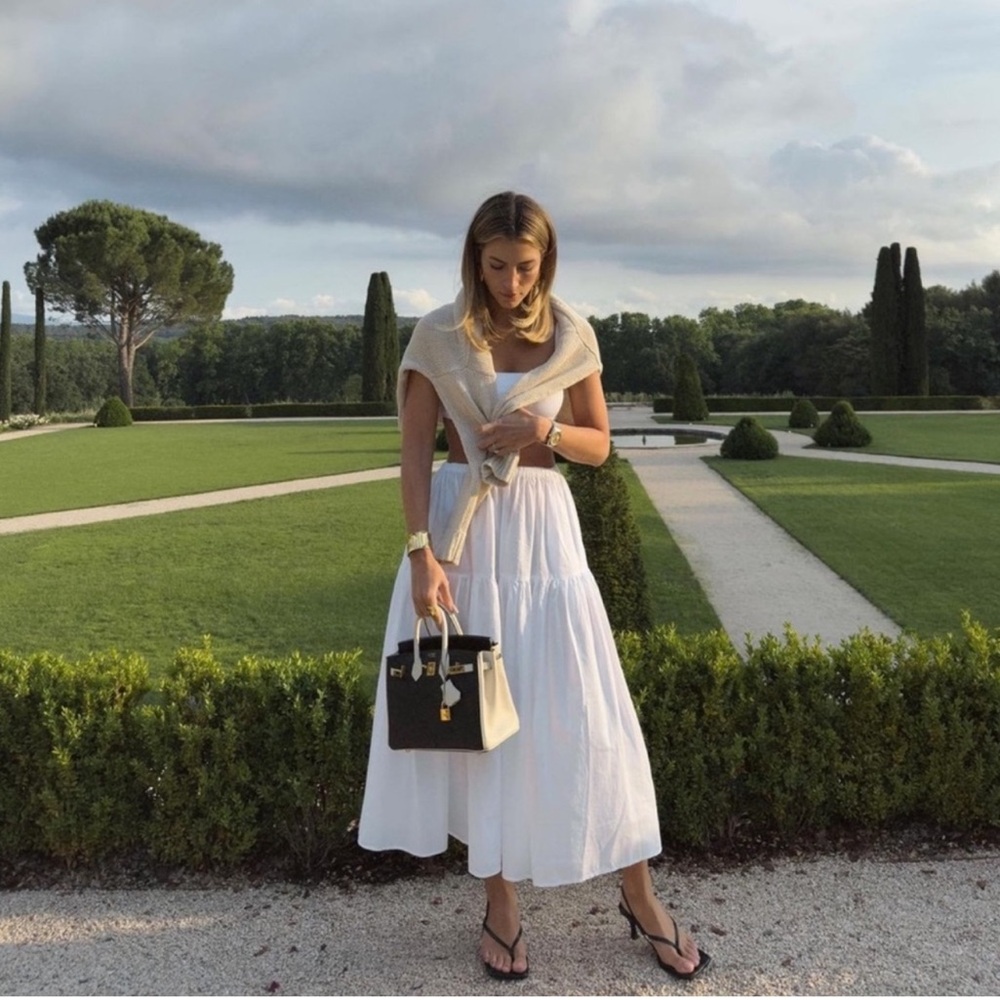 Enza Costa tiered skirt in white